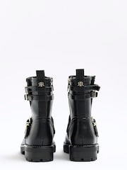 River Island Black Buckle Biker Boots - Image 3 of 6