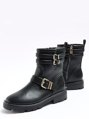 River Island Black Buckle Biker Boots - Image 4 of 6