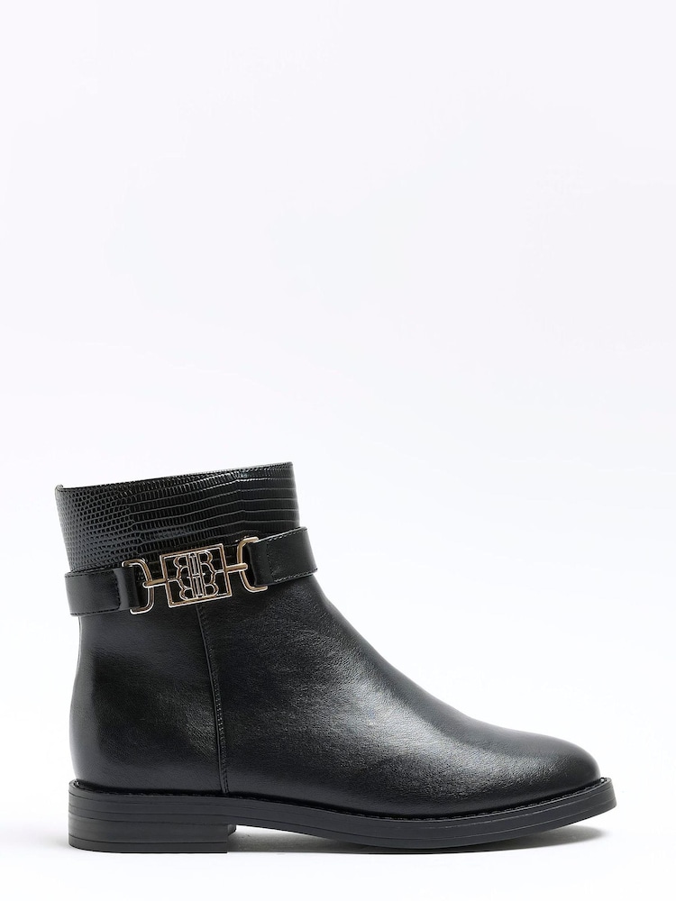 River Island Black Riding Ankle Boots - Image 1 of 6 River Island Black Riding Ankle Boots - Image 1 of 6