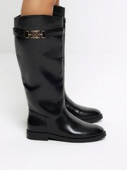River Island Black Knee High Branded Boots - Image 5 of 5