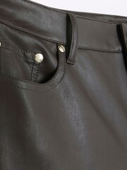 River Island Brown Faux Leather Straight Leg Fitted Trousers - Image 6 of 6