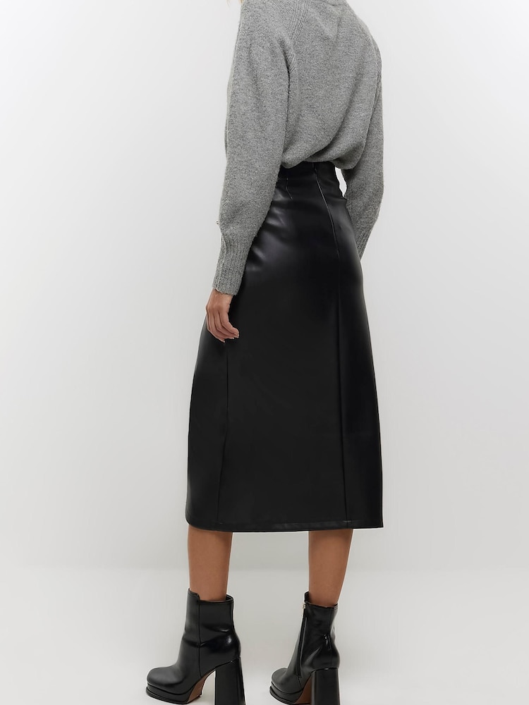 River Island Black Utility Asym Wrap Skirt - Image 2 of 6 River Island Black Utility Asym Wrap Skirt - Image 2 of 6