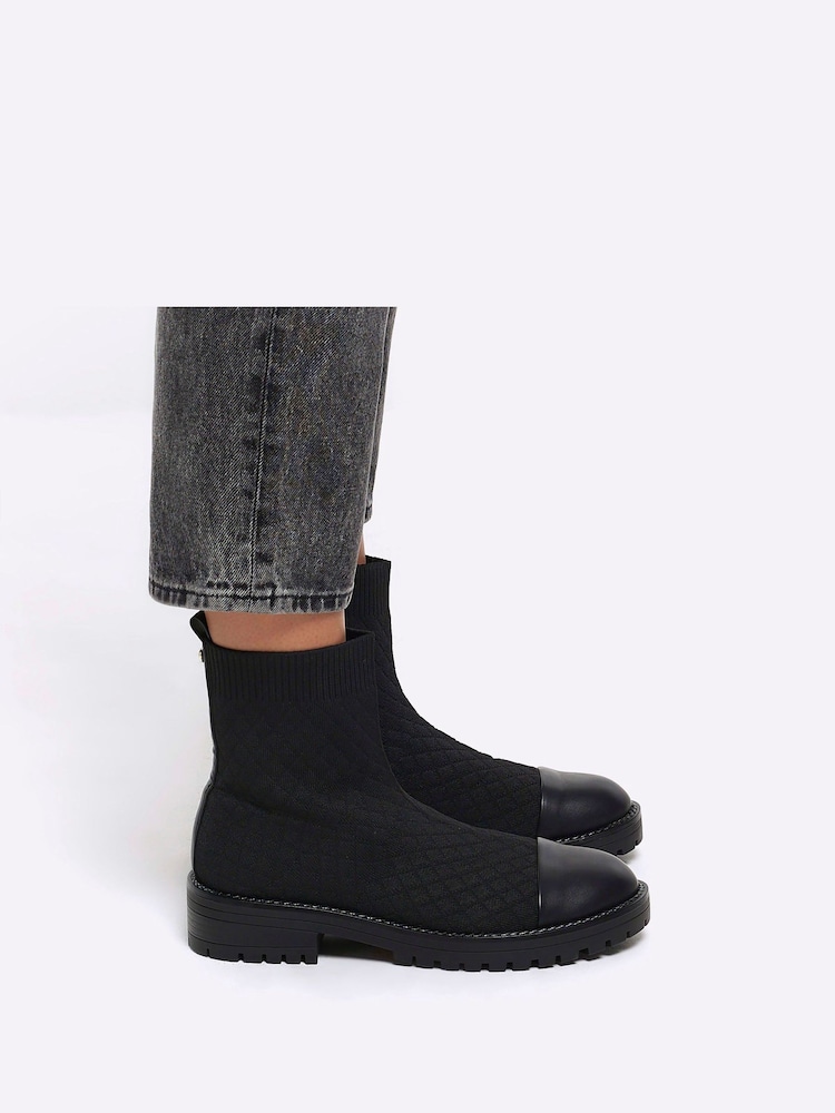 črna - River Island širokega modela prešiti nogavico - Slika 1 iz 5