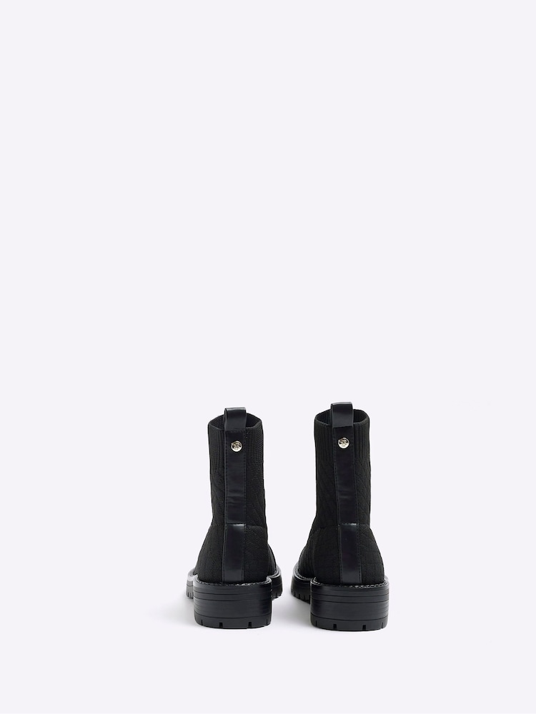 Noir - Bottes chaussettes matelassées River Island large coupe - Image 4 of 5