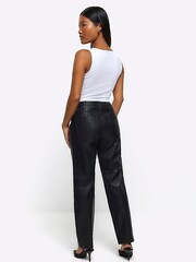 River Island Black Petite Straight Leg Coated Trousers - Image 2 of 6