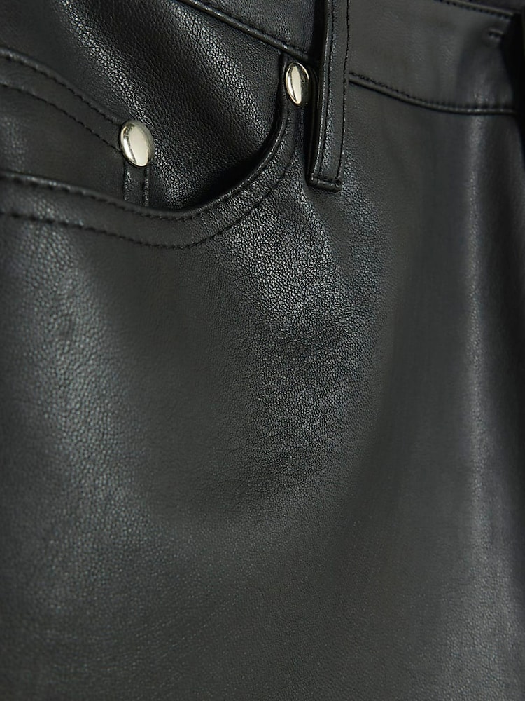 River Island Black Petite Straight Leg Coated Trousers - Image 6 of 6