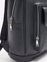 River Island Black Pebbled Front Pocket Backpack - Image 4 of 4