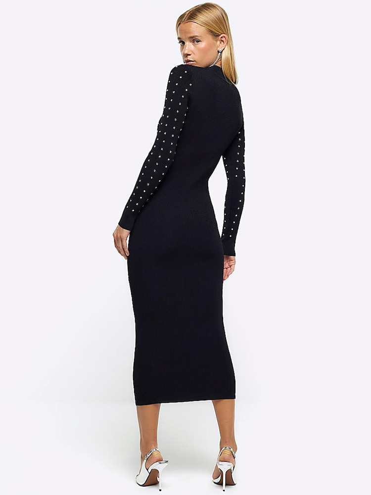 River Island Black Heatseal Bodyfit Dress - Image 2 of 6