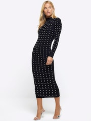 River Island Black Heatseal Bodyfit Dress - Image 3 of 6