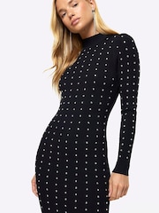 River Island Black Heatseal Bodyfit Dress - Image 4 of 6