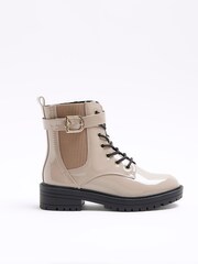 River Island Brown Wide Fit Lace Up Buckle Boots - Image 2 of 6