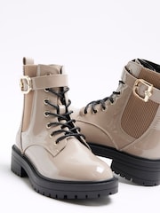 River Island Brown Wide Fit Lace Up Buckle Boots - Image 6 of 6