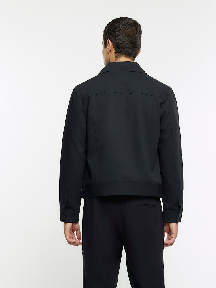 River Island Black Smart Fine Twill Western Jacket - Image 2 of 6