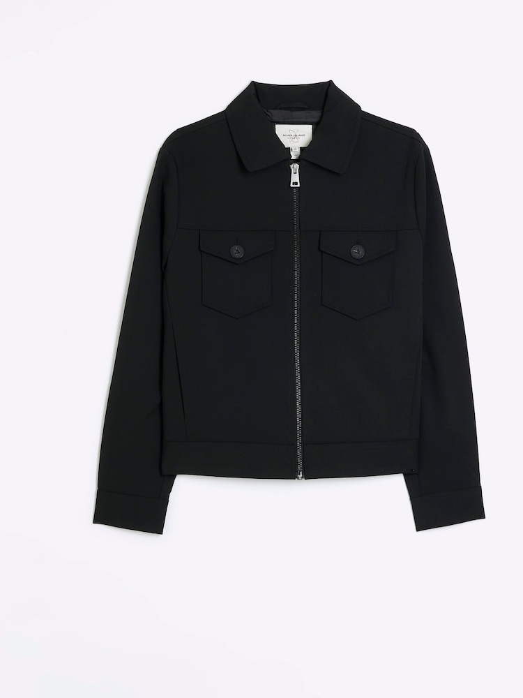 River Island Black Smart Fine Twill Western Jacket - Image 6 of 6