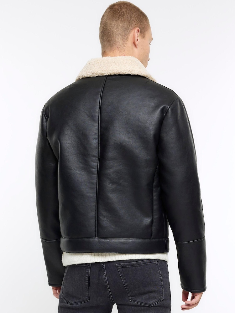 River Island Black Aviator Jacket - Image 2 of 6