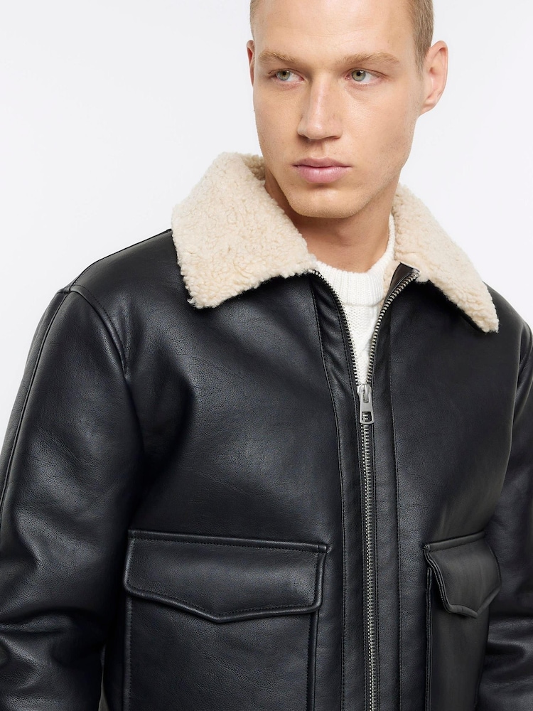 Aviator Jacket River Island Black Jacket Mens Buy River Island