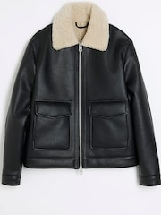 River Island Black Aviator Jacket - Image 5 of 6