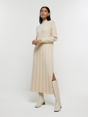 River Island Beige High Neck Knitted Maxi Dress - Image 1 of 6
