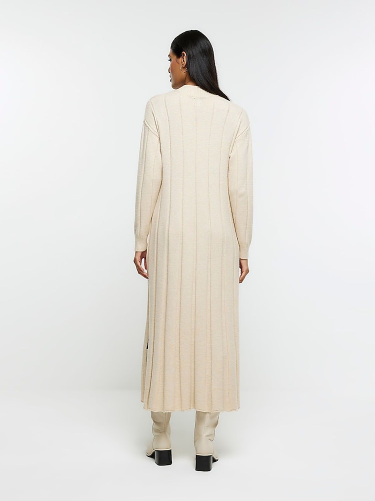 River Island Beige High Neck Knitted Maxi Dress - Image 2 of 6