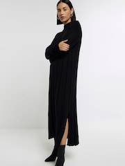 River Island Black High Neck Knitted Maxi Dress - Image 4 of 6