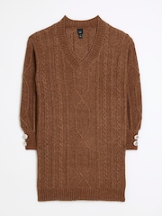 River Island Brown Cable Mini Jumper Dress - Image 5 of 5
