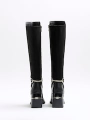 River Island Black Stretch Blocked Heeled Boots - Image 4 of 6