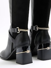 River Island Black Stretch Blocked Heeled Boots - Image 5 of 6