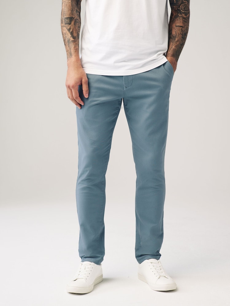 Blue Skinny Fit Stretch Chino Trousers - Image 1 of 9