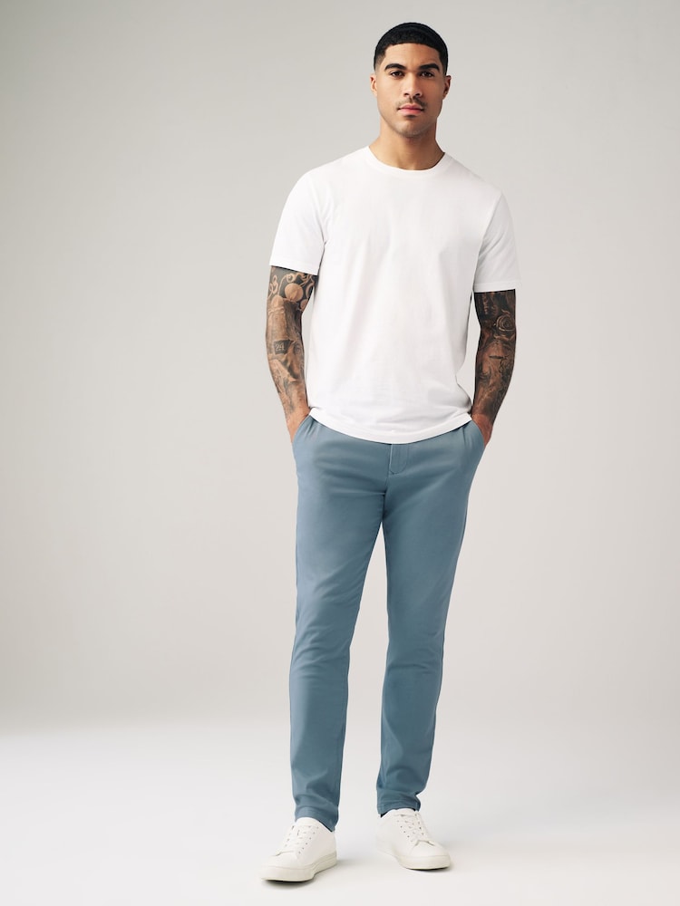 Blue Skinny Fit Stretch Chino Trousers - Image 2 of 9
