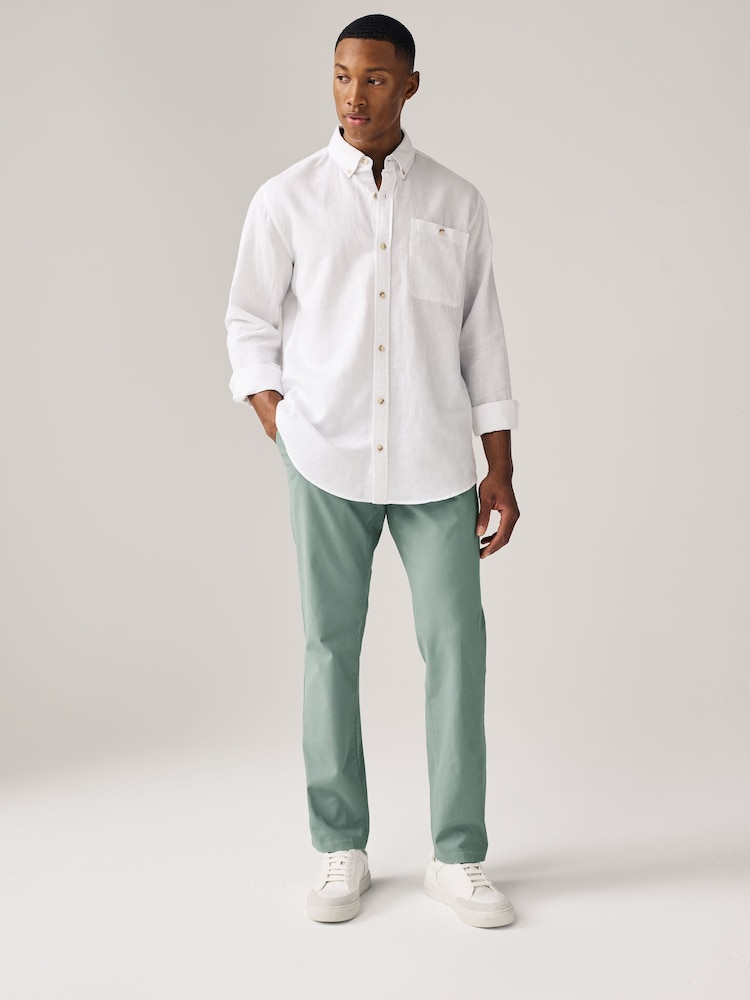 Green Pale Slim Fit Stretch Chinos Trousers - Image 1 of 9