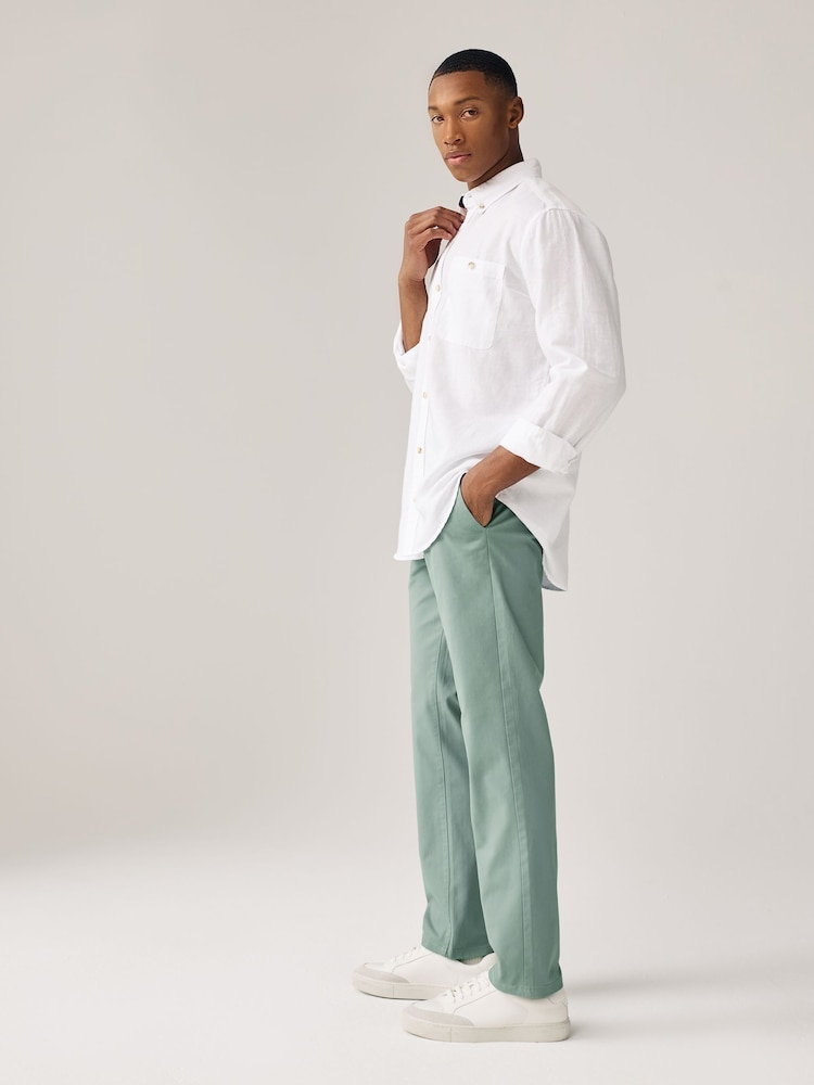 Green Pale Slim Fit Stretch Chinos Trousers - Image 2 of 9