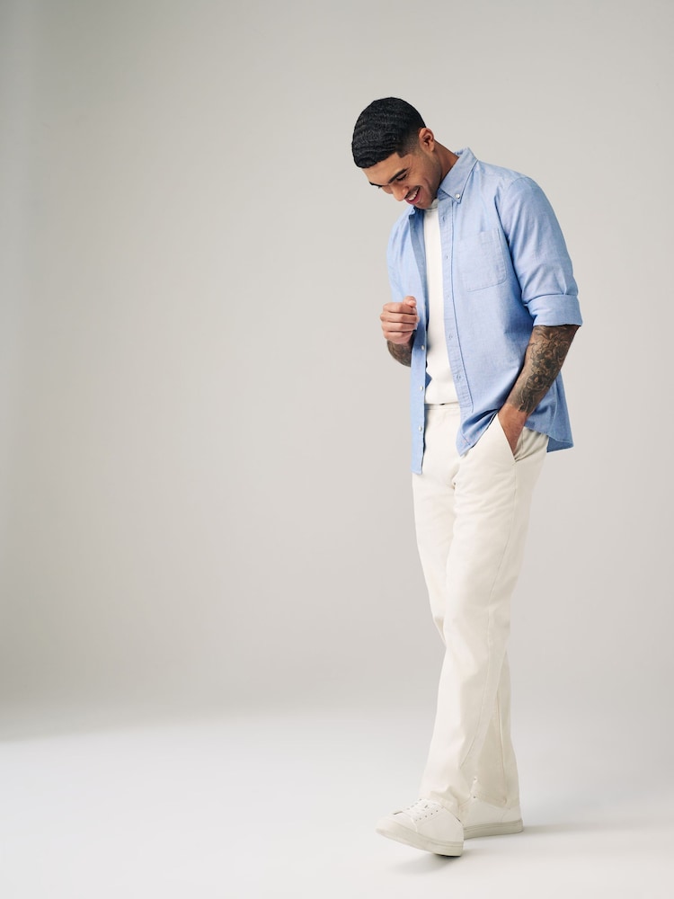 Ecru White Stretch Chino Trousers - Image 2 of 9 Ecru White Stretch Chino Trousers - Image 2 of 9
