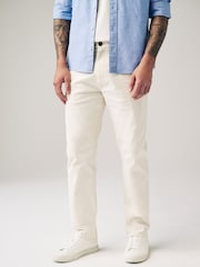 Ecru White Stretch Chino Trousers - Image 3 of 9