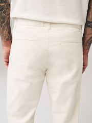Ecru White Stretch Chino Trousers - Image 6 of 9