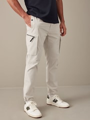 Off White Slim Lightweight Stretch Cargo Utility Trousers - Image 3 of 14
