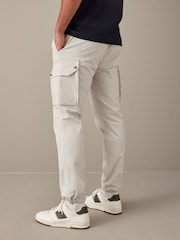 Off White Slim Lightweight Stretch Cargo Utility Trousers - Image 4 of 14