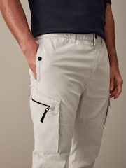 Off White Slim Lightweight Stretch Cargo Utility Trousers - Image 5 of 14