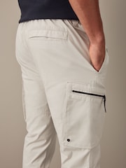 Off White Slim Lightweight Stretch Cargo Utility Trousers - Image 6 of 14