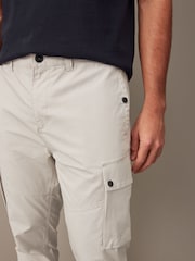 Off White Slim Lightweight Stretch Cargo Utility Trousers - Image 8 of 14