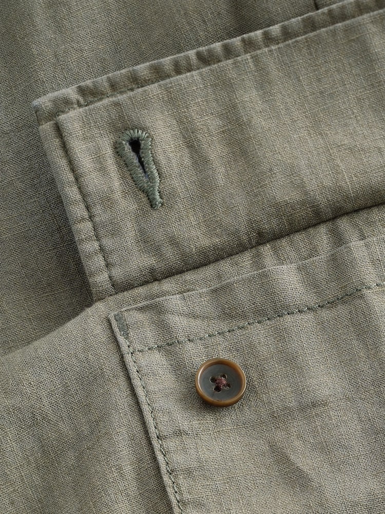 Khakigrün - Cargohose aus Leinen und Baumwolle mit elastischem Kordelzug - Bild 10 von 10 Khakigrün - Cargohose aus Leinen und Baumwolle mit elastischem Kordelzug - Bild 10 von 10