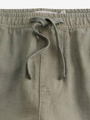 Khakigrün - Cargohose aus Leinen und Baumwolle mit elastischem Kordelzug - Bild 6 von 10