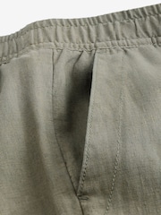 Khakigrün - Cargohose aus Leinen und Baumwolle mit elastischem Kordelzug - Bild 8 von 10