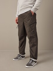 Dark Khaki Green Relaxed Fit Utility Parachute Cargo Trousers - Image 1 of 11