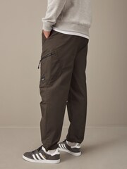 Dark Khaki Green Relaxed Fit Utility Parachute Cargo Trousers - Image 3 of 11