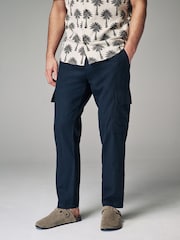 Anthrazitgrau - Cargohose aus Leinen und Baumwolle mit elastischem Kordelzug - Bild 1 von 9