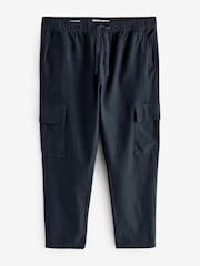 Anthrazitgrau - Cargohose aus Leinen und Baumwolle mit elastischem Kordelzug - Bild 6 von 9