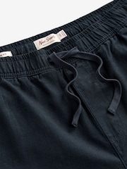 Anthrazitgrau - Cargohose aus Leinen und Baumwolle mit elastischem Kordelzug - Bild 7 von 9