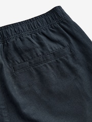 Anthrazitgrau - Cargohose aus Leinen und Baumwolle mit elastischem Kordelzug - Bild 8 von 9