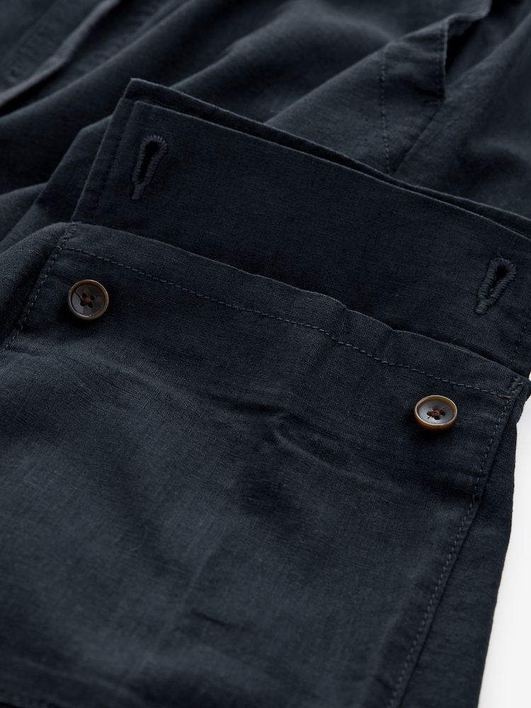 Anthrazitgrau - Cargohose aus Leinen und Baumwolle mit elastischem Kordelzug - Bild 9 von 9 Anthrazitgrau - Cargohose aus Leinen und Baumwolle mit elastischem Kordelzug - Bild 9 von 9