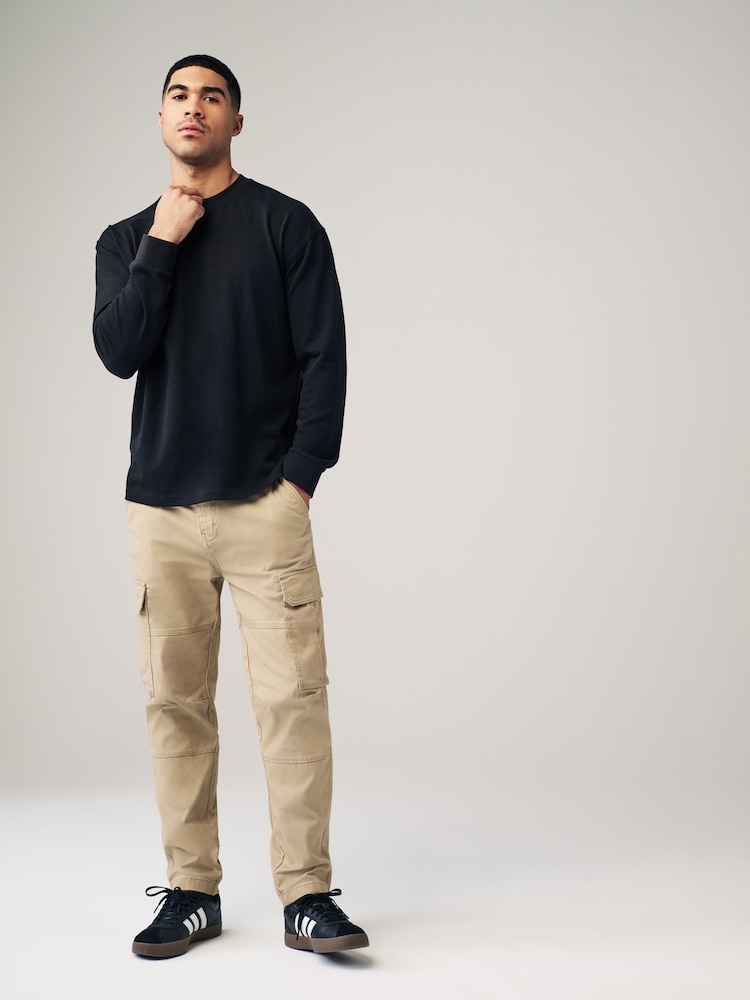 Stone Slim Fit Cotton Stretch Cargo Trousers - Image 2 of 10